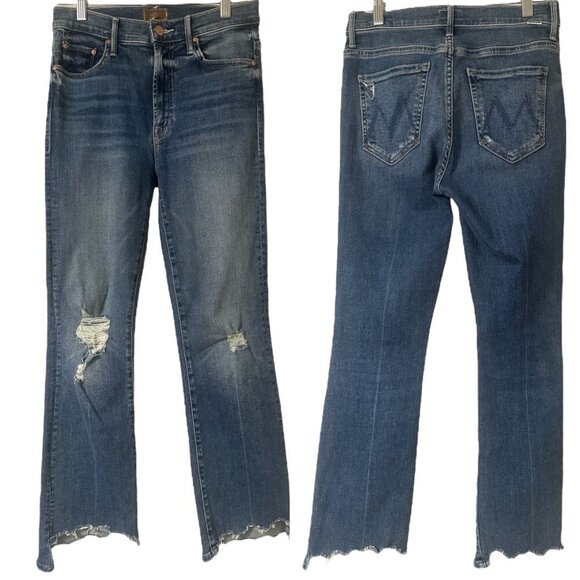 Mother The Insider Crop Stew Chew Jeans Size 26 In Dancing on Coals Distressed - Picture 13 of 16